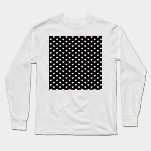 Jet Black and White Heart Pattern Long Sleeve T-Shirt